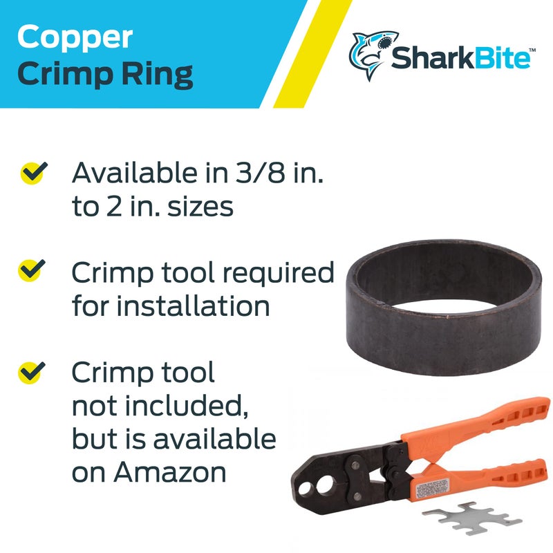 SharkBite 3/4 Inch Copper Crimp Rings, Pack of 25, PEX Pipe, PE-RT, 23103CP25 - Image 4